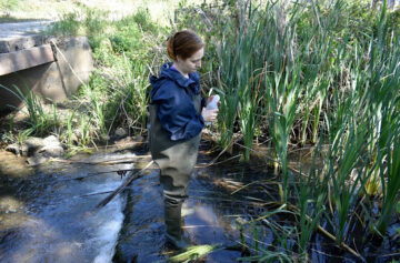 Recolha de amostras de agua na Ribeira da Corujeira, em Coimbra