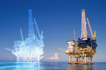 Gémeo digital de uma plataforma petrolífera. Crédito: CC BY-SA 4.0