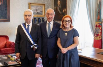 Fatih Birol, Marcelo Rebelo de Sousa e Maria da Graça Carvalho reunidos em Belém | Foto: Linkedin