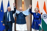 António Costa, Narendra Modi e Ursula von der Leyen | Foto: UE