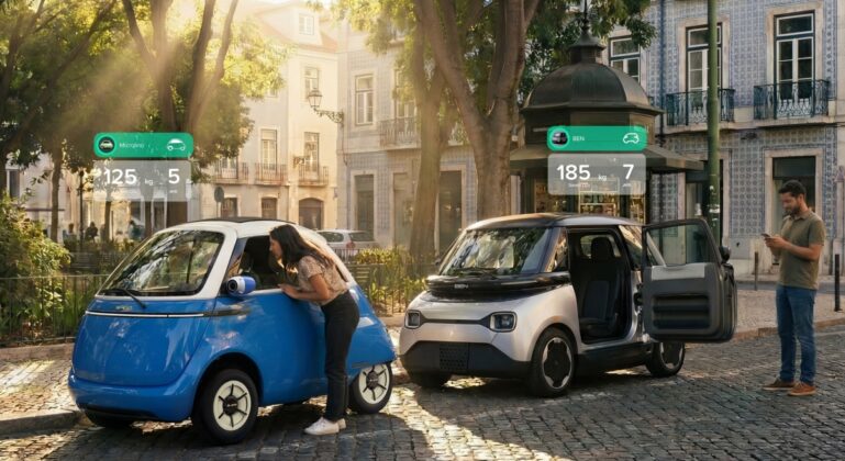 Carros Microlino e BEN | Foto: Micro, AMF, CEiiA